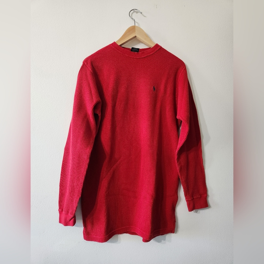 POLO BY RALPH LAUREN MENS WAFFLE THERMAL PULLOVER  SHIRT RED Size: XL
